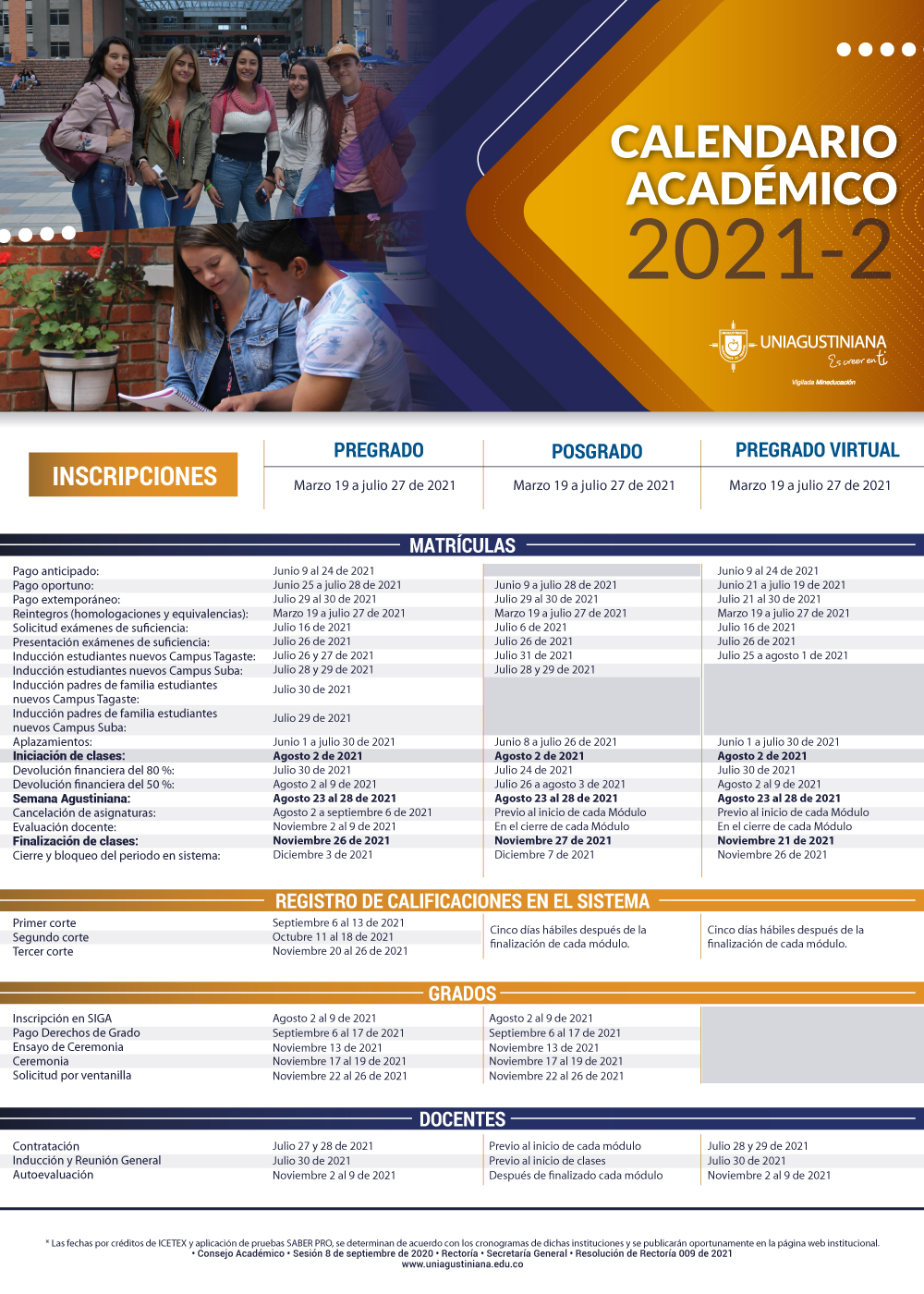 Calendario academico 2021-2