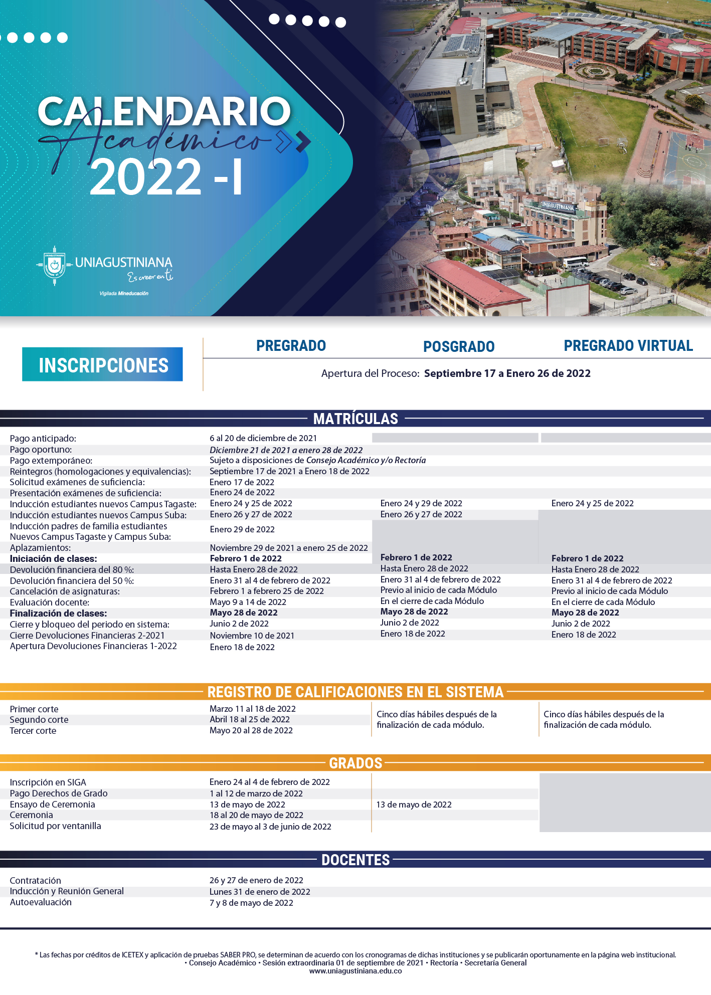 Calendario académico 2022-I