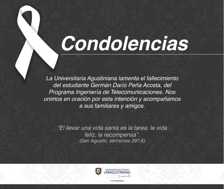 Condolencias por fallecimiento de estudiante Uniagustiniano
