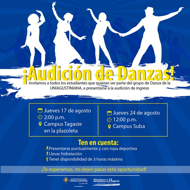 Audiciones para pertenecer a Grupos de Danza, en Tagaste y Suba