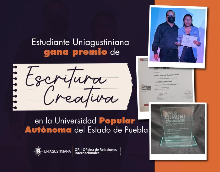 Estudiante Uniagustiniana gana premio en la Universidad Popular Autónoma del Estado de Puebla 
