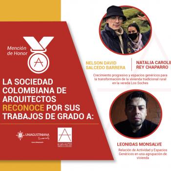 La Sociedad Colombiana de Arquitectos reconoce a tres estudiantes de la Uniagustiniana por sus  trabajos de grado