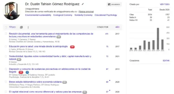 Reconocimiento al impacto investigativo del Dr. Dustin Gómez
